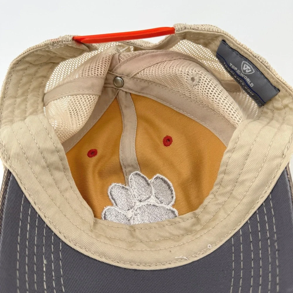 Top of the World TOW Trucker Hat OSFA Orange Paw Print Snapback Cap Adjustable